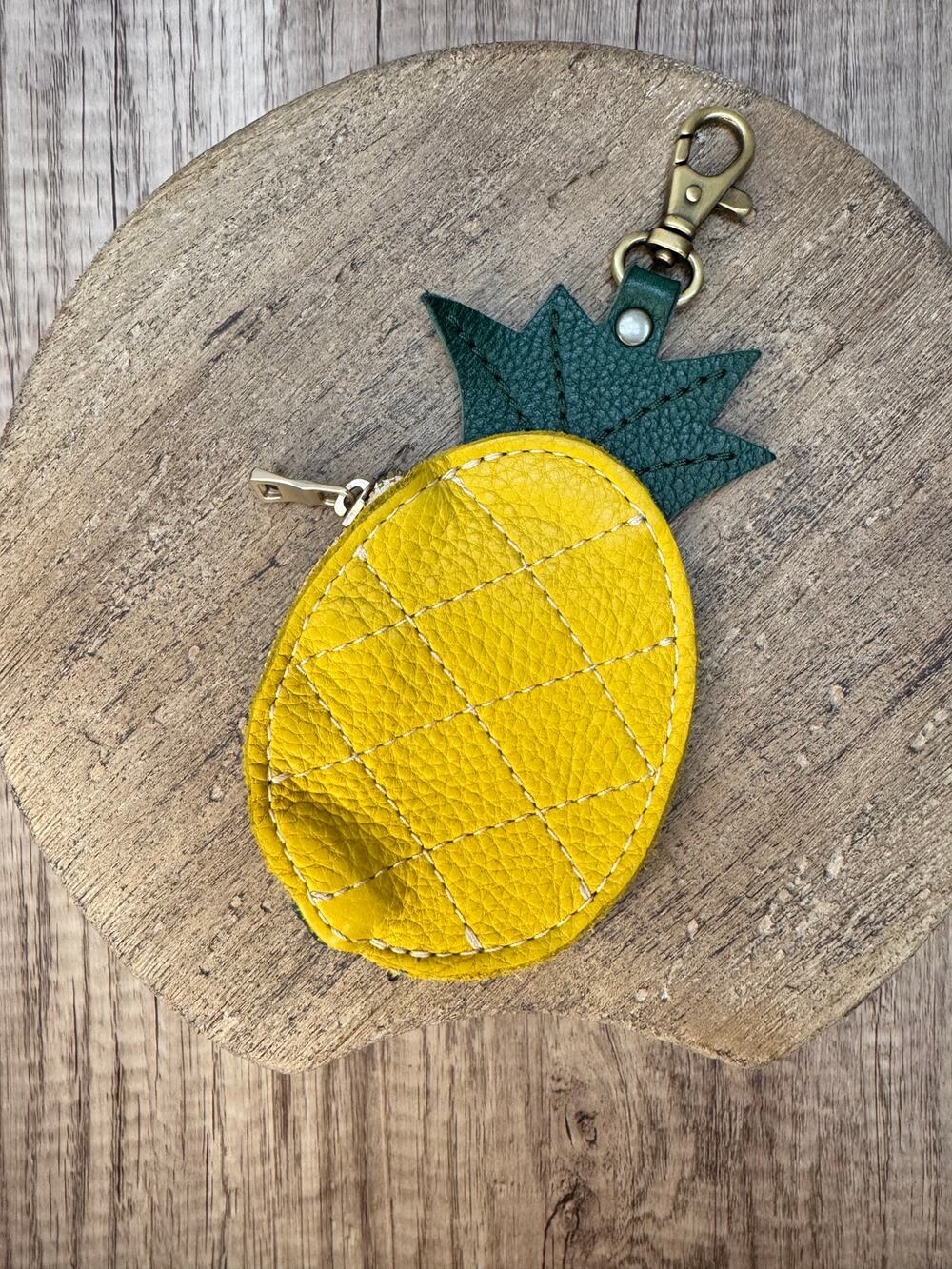 PINEAPPLE Portland Leather Fruit Pouch Pineapple Bag Charm Fruit Purse Charm